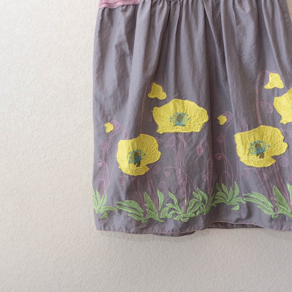 Chelsea & Violet Floral Dress L Yellow Gray Colorblock Boho Short Sleeve - Picture 10 of 12